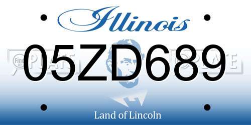 05ZD689 Illinois License Plate