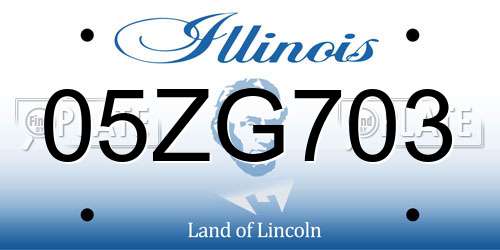 05ZG703 Illinois License Plate
