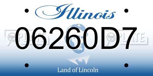 06260D7 Illinois License Plate