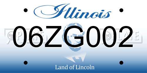 06ZG002 Illinois License Plate