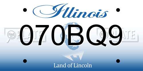 070BQ9 Illinois License Plate