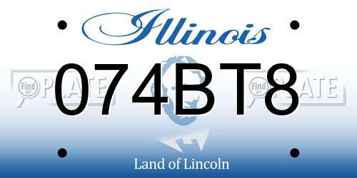 074BT8 Illinois License Plate