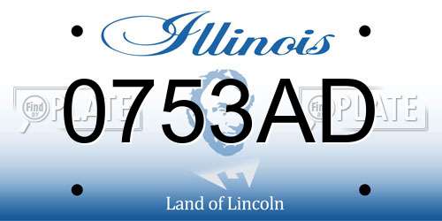 0753AD Illinois License Plate