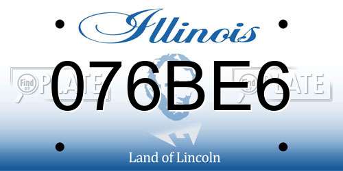 076BE6 Illinois License Plate