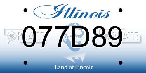 077D89 Illinois License Plate
