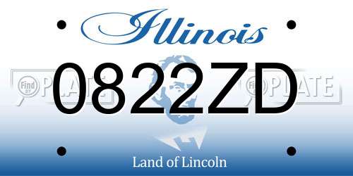 0822ZD Illinois License Plate