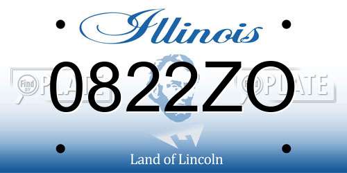 0822ZO Illinois License Plate
