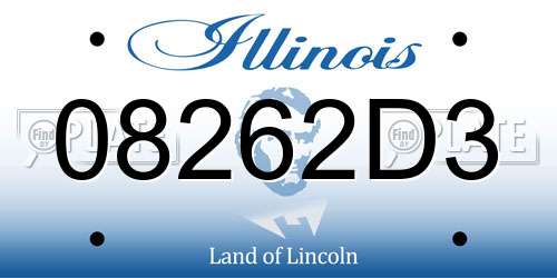 08262D3 Illinois License Plate