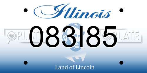 083I85 Illinois License Plate