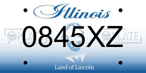 0845XZ Illinois License Plate