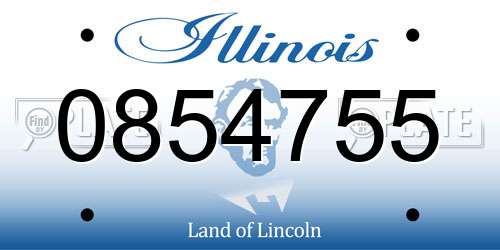0854755 Illinois License Plate