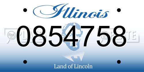 0854758 Illinois License Plate