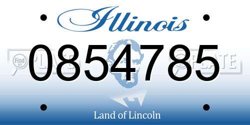 0854785 Illinois License Plate
