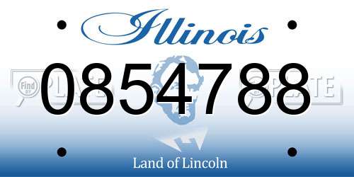 0854788 Illinois License Plate