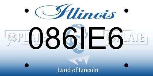 086IE6 Illinois License Plate