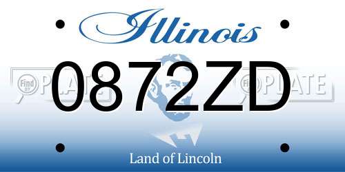 0872ZD Illinois License Plate