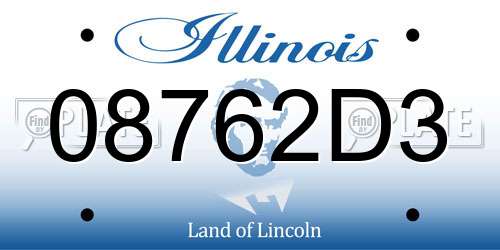 08762D3 Illinois License Plate