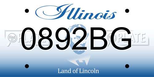 0892BG Illinois License Plate