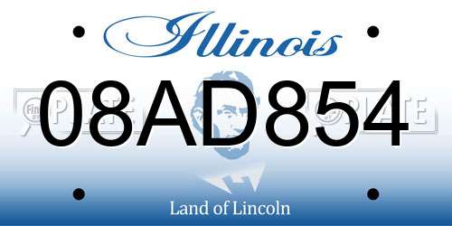 08AD854 Illinois License Plate