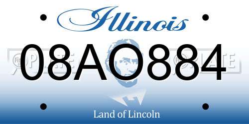 08AO884 Illinois License Plate