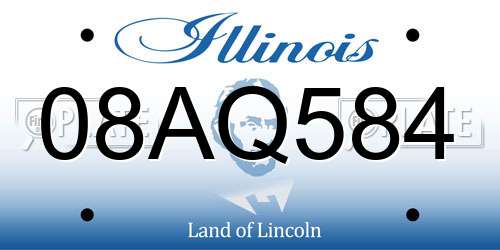 08AQ584 Illinois License Plate