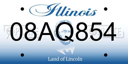 08AQ854 Illinois License Plate