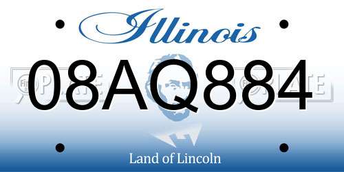 08AQ884 Illinois License Plate