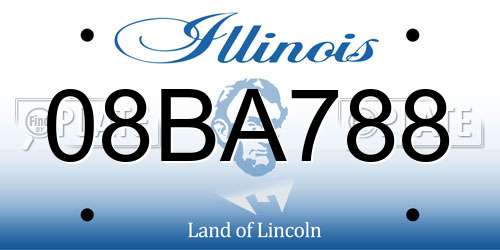 08BA788 Illinois License Plate
