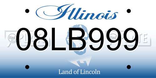 08LB999 Illinois License Plate