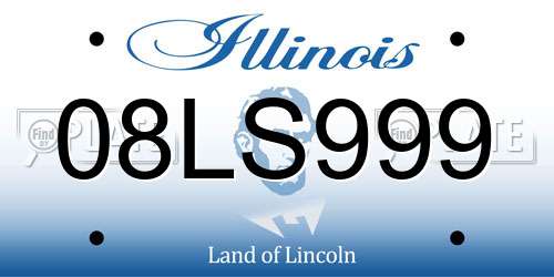 08LS999 Illinois License Plate