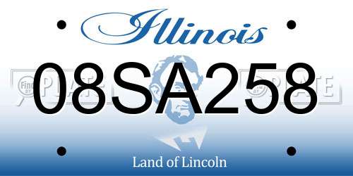 08SA258 Illinois License Plate