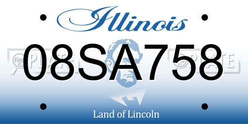08SA758 Illinois License Plate