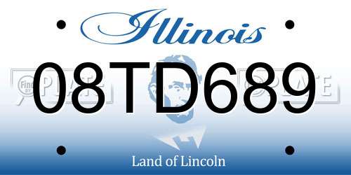 08TD689 Illinois License Plate