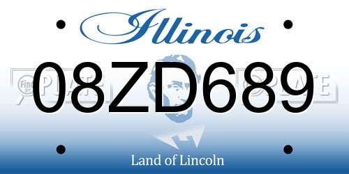 08ZD689 Illinois License Plate