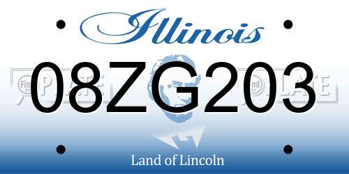 08ZG203 Illinois License Plate