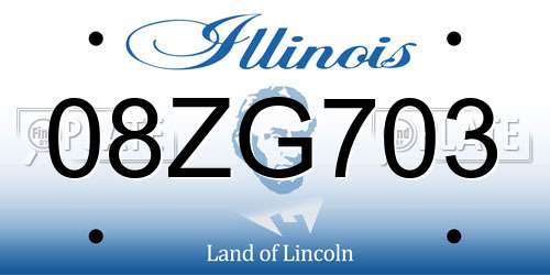 08ZG703 Illinois License Plate