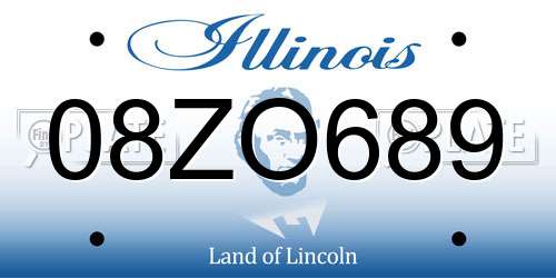 08ZO689 Illinois License Plate