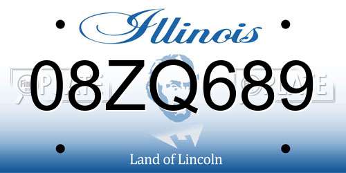 08ZQ689 Illinois License Plate