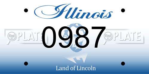 0987 Illinois License Plate