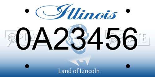 0A23456 Illinois License Plate