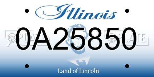 0A25850 Illinois License Plate