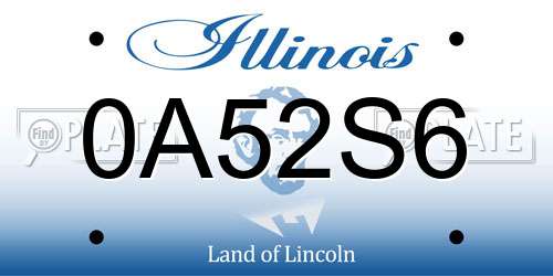 0A52S6 Illinois License Plate