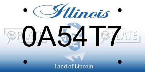 0A54T7 Illinois License Plate