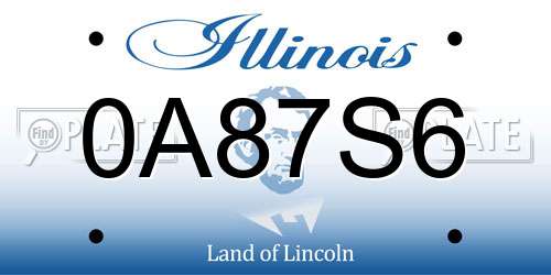 0A87S6 Illinois License Plate
