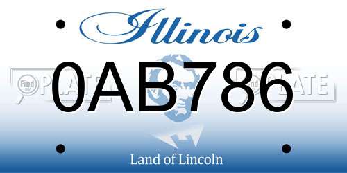 0AB786 Illinois License Plate