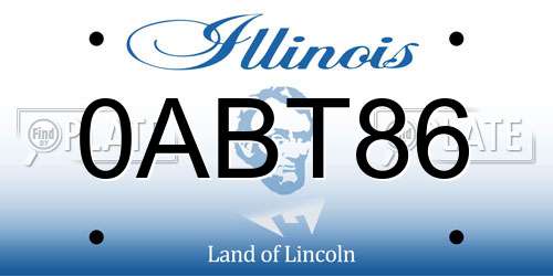 0ABT86 Illinois License Plate