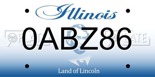 0ABZ86 Illinois License Plate