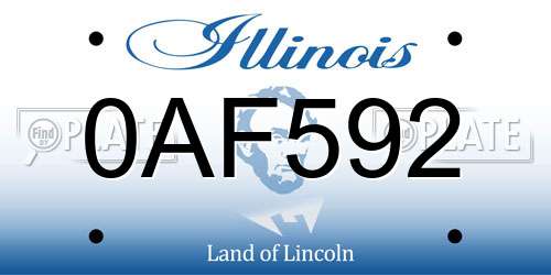 0AF592 Illinois License Plate