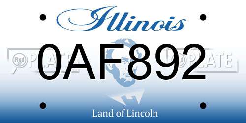0AF892 Illinois License Plate