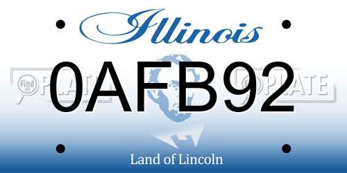 0AFB92 Illinois License Plate
